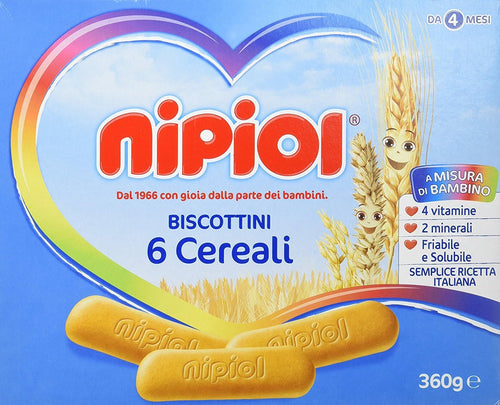Nipiol - Biscottini 6 Cereali, 2 Minerali, 4 Vitamine - 360 g pacco 12pz